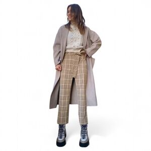 Wilfred Aritzia High Waist Tie Front Plaid Cropped Trouser Pant Women's Sz 2